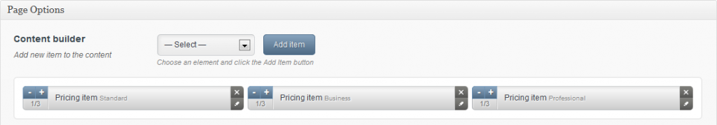 pricing table